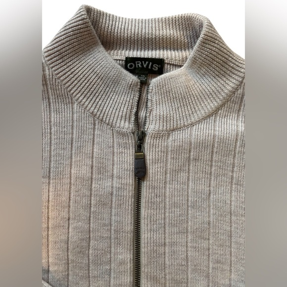 Classic Orvis Cable Knit WOOL Cardigan Sweater Suede Elbow Patched Size 2XL - Picture 2 of 9